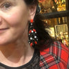 Red and Black Crystal Chandelier Statement Earrings by Frangos - The Hirst Collection