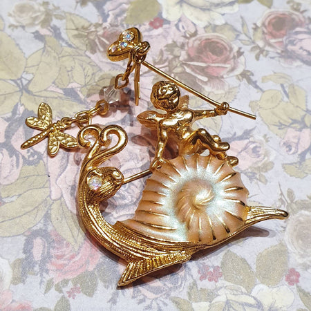 Kirks Folly Brooch Angel Cupid Snail  Dragonfly Vintage - The Hirst Collection