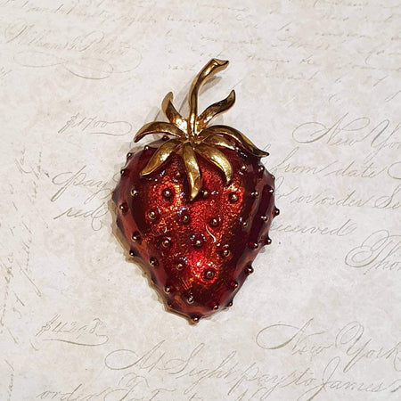 Strawberry Pin with Red Enamel and Gold - The Hirst Collection