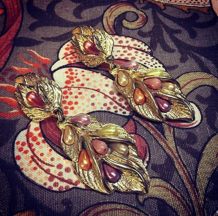 Jacky De G chandelier earrings autumn colours - The Hirst Collection