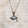 Eye Pendant Silver Marcasite Mother of Pearl Teardrop - The Hirst Collection