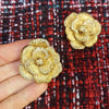 Christian Dior Vintage Earrings Gold Flower Clip On Large - The Hirst Collection