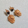 Bill Skinner Lion Earrings Ear Jacket Crown Gold Black - The Hirst Collection