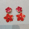 Vintage pink and orange flower drop earrings - The Hirst Collection