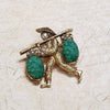 Exquisite brooch Gold Jade Green Pearl Vintage Asian Man Water Carrier - The Hirst Collection