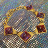 YSL Necklace Gold Pink Purple Dichroic Glass Statement Yves Saint Laurent Vintage - The Hirst Collection