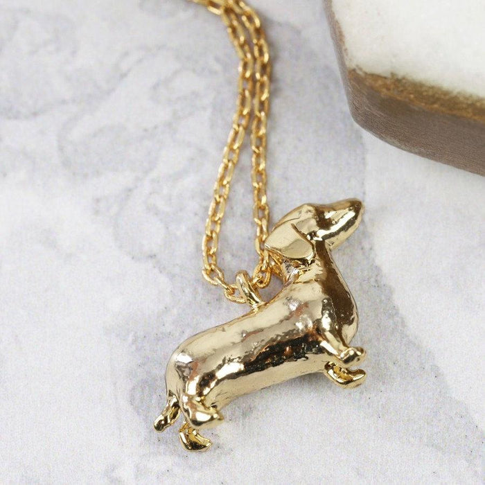 Sausage Dog Dachshund Pendant Necklace Gold Silver - The Hirst Collection