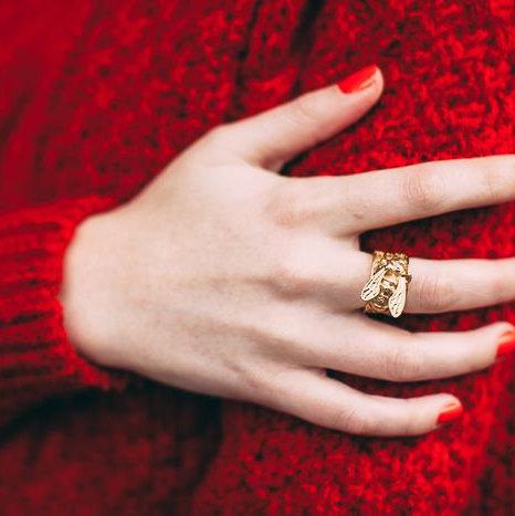 Bee Honeycomb Ring by Bill Skinner Gold - The Hirst Collection