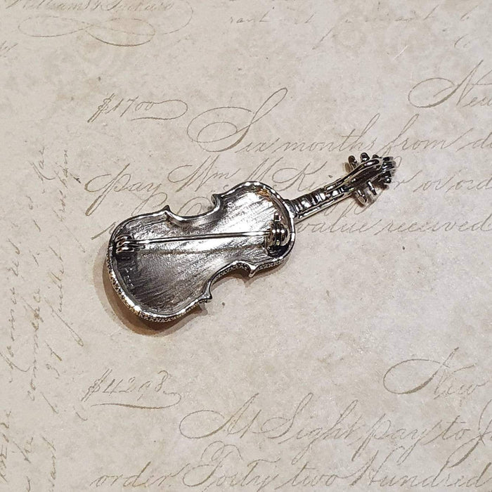Violin Brooch Silver Marcasite Pendant - The Hirst Collection