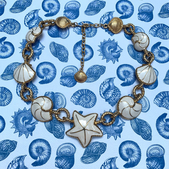 Trifari Starfish Necklace White Shells - The Hirst Collection