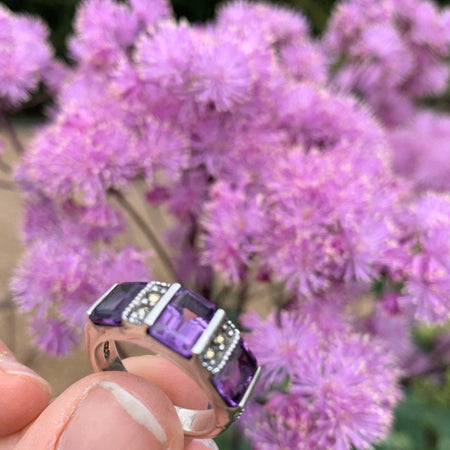 Art Deco Ring Silver Purple Amethyst - The Hirst Collection
