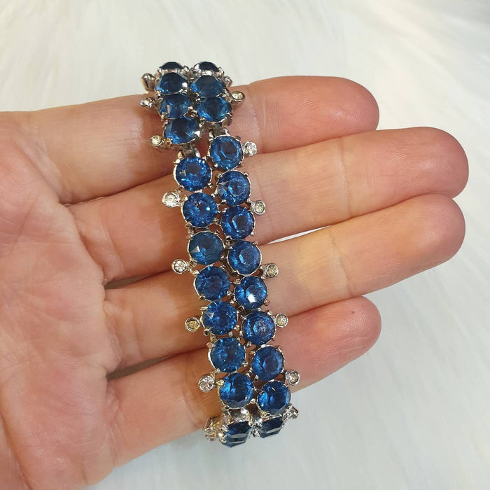 Mitchel Maer for Christian Dior Vintage Bracelet Sapphire Blue Crystal Silver - The Hirst Collection
