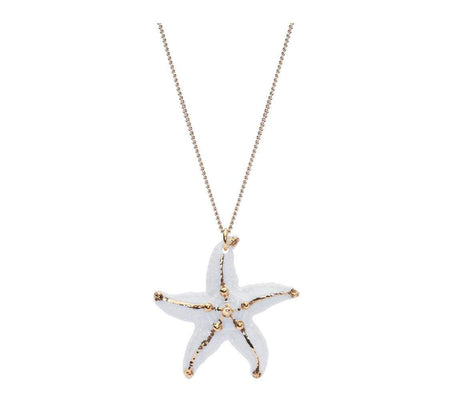 White Starfish Pendant Necklace by AndMary Porcelaine - The Hirst Collection