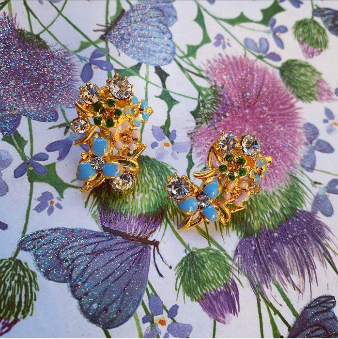 multicoloured enamel floral earrings - The Hirst Collection