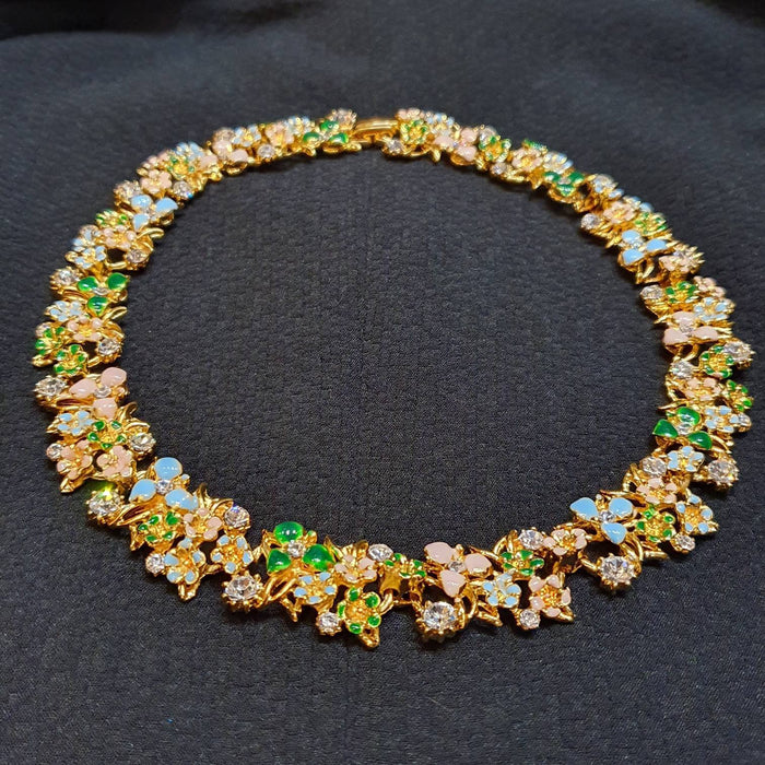 Multi-Coloured floral enamel necklace - The Hirst Collection