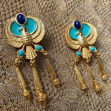 Egyptian Earrings by Elizabeth Taylor for Avon Turquoise - The Hirst Collection
