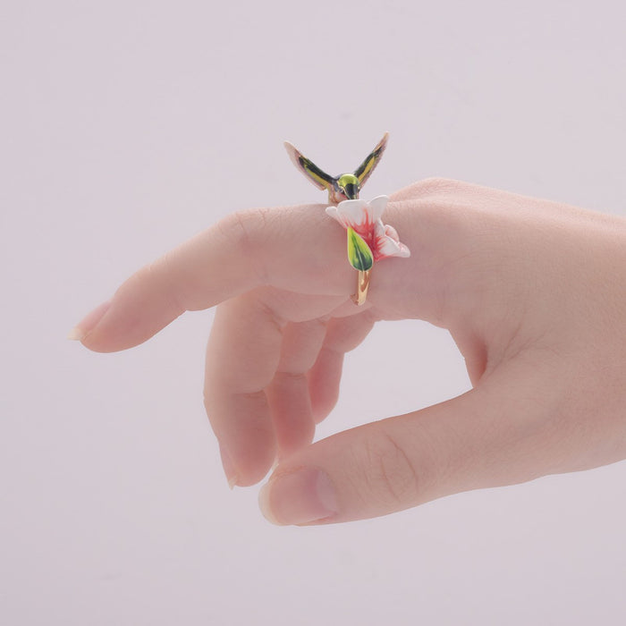 Hummingbird Ring Enamel Bill Skinner - The Hirst Collection