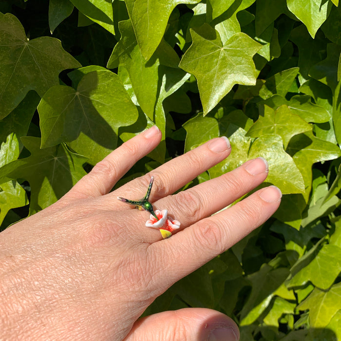 Hummingbird Ring Enamel Bill Skinner - The Hirst Collection