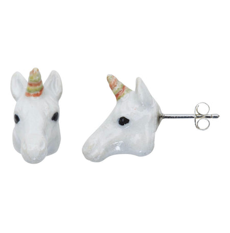 Unicorn Rainbow Stud Earrings  in porcelaine by AndMary - The Hirst Collection