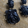 Oscar de La Renta Earrings Black Rose Tulip  Pierced - The Hirst Collection
