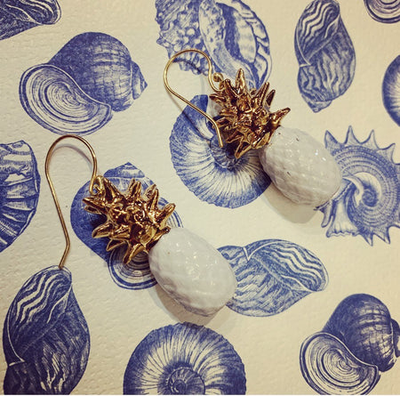 Pineapple Earrings White Gold by AndMary - The Hirst Collection