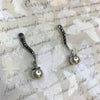 Glass pearl drop Earrings silver Marcasite vintage bride - The Hirst Collection