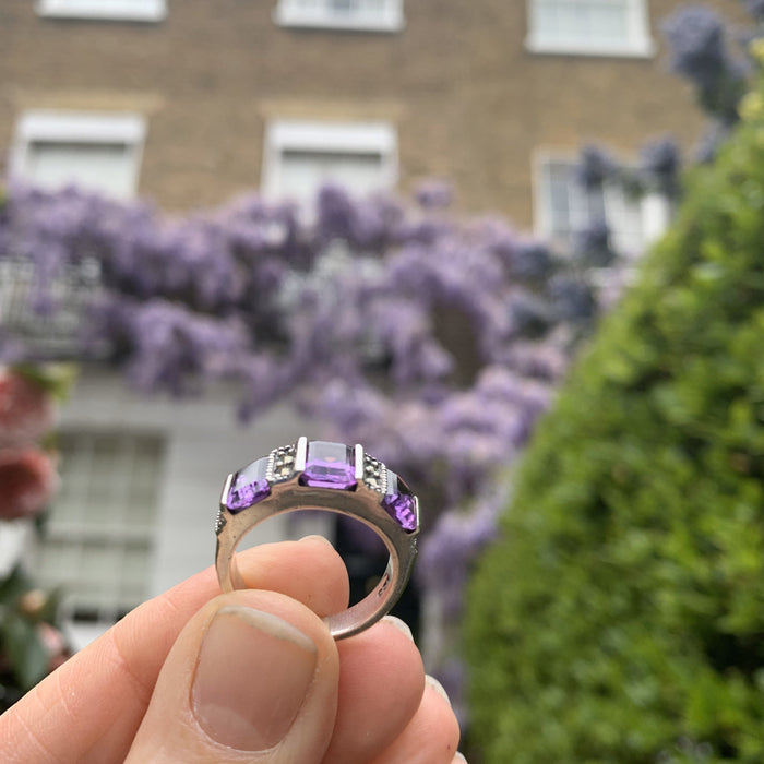Art Deco Ring Silver Purple Amethyst - The Hirst Collection