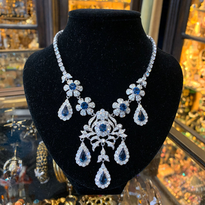 Sapphire Blue Crystal Vintage Necklace - The Hirst Collection