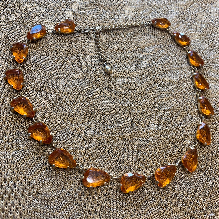 Vintage Yellow Necklace Amber Crystal by Sphinx - The Hirst Collection