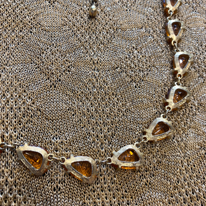 Vintage Yellow Necklace Amber Crystal by Sphinx - The Hirst Collection