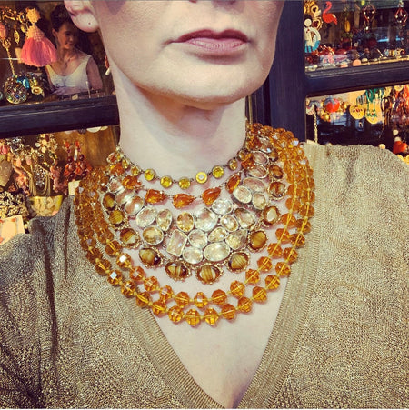 Vintage Yellow Necklace Amber Crystal by Sphinx - The Hirst Collection