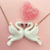 White Kissing Swan Necklace by AndMary - The Hirst Collection