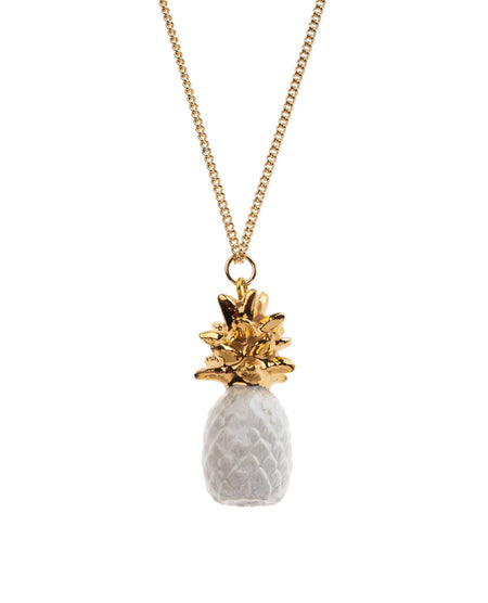 Pineapple Charm Necklace white and gold by AndMary - The Hirst Collection