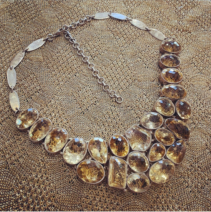 Citrine Statement Necklace Silver - The Hirst Collection