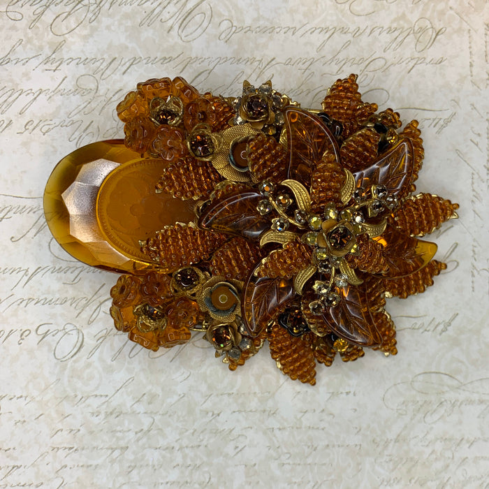 Stanley Hagler Amber Brown glass statement brooch - The Hirst Collection