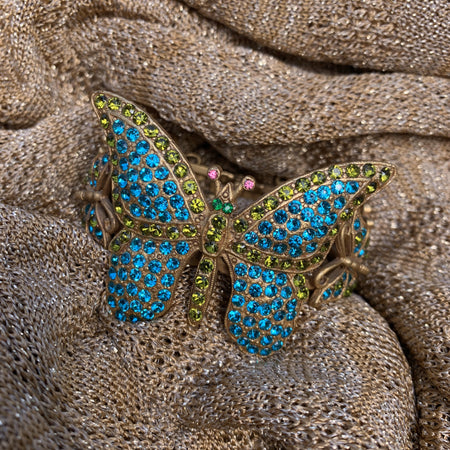 Askew London Butterfly Clamper Bracelet Green Crystal - The Hirst Collection