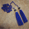 Lariat Cobalt Blue Tassell Long Necklace - The Hirst Collection