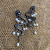 Snake Pearl Statement Earrings Emerald Green - The Hirst Collection