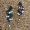 Snake Pearl Statement Earrings Emerald Green - The Hirst Collection
