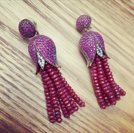 Ruby Tulip Chandelier Earrings - The Hirst Collection