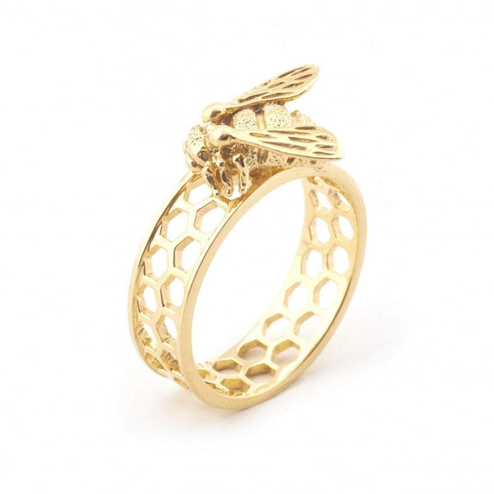 Baby Bee Honeycomb Ring by Bill Skinner Gold plated - The Hirst Collection