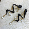 Snake Pearl Statement Earrings Black Crystal - The Hirst Collection