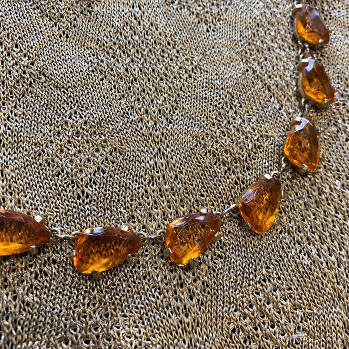 Vintage Yellow Necklace Amber Crystal by Sphinx - The Hirst Collection