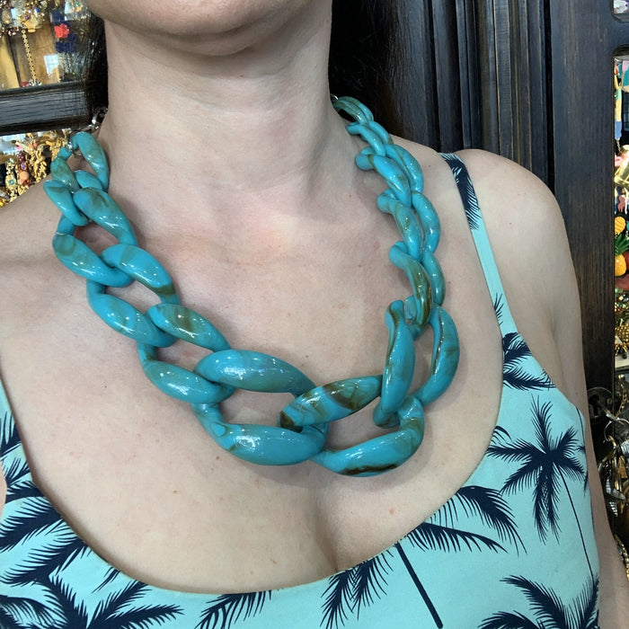 Turquoise Acrylic Chain Necklace - The Hirst Collection