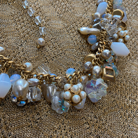 Askew London Opal Crystal Pearl Necklace Gold Signed - The Hirst Collection