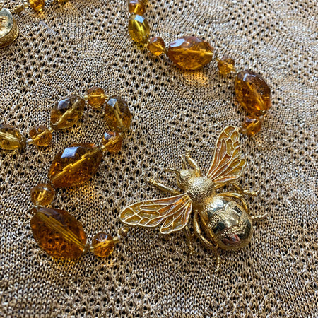 Bee Necklace Amber Glass by Bill Skinner - The Hirst Collection