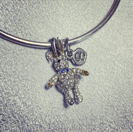 Bunny Rabbit Charm Bangle Bracelet Crystal by Bill Skinner - The Hirst Collection