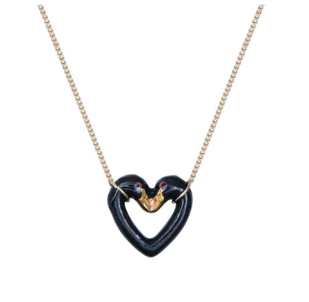 Black Swan Heart Pendant Necklace  by And Mary - The Hirst Collection