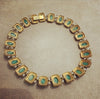 Vintage Green Jade Glass Gold Plated Necklace - The Hirst Collection