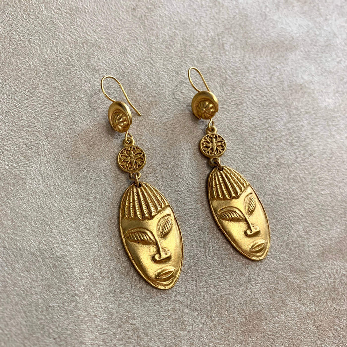 Face Earrings Askew London Gold Plated - The Hirst Collection